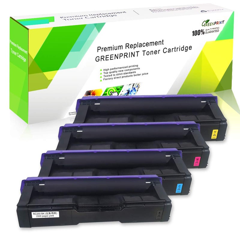 Greenprint 4 Colors Compatible Toner Cartridges SP C250 C261 High Capacity 2300 Pages for Black Cyan Magenta Yellow for RICOH Aficio SP C250DN C250SF C261SFN C261SFNw C261DNw C260 C260DNW C260SFNW Laser Printers - Image 1